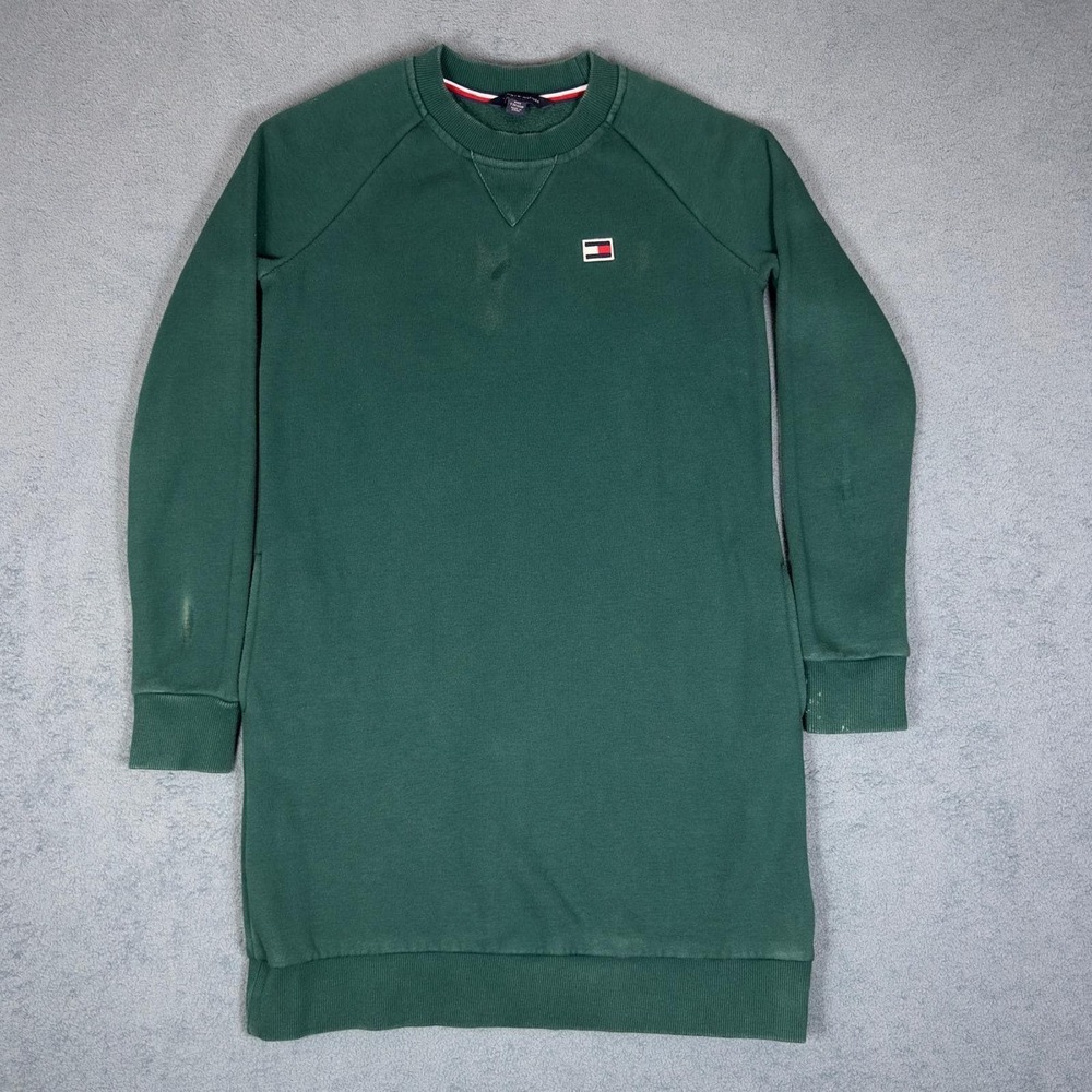 Tommy Hilfiger Vintage Y2K Sweatshirt Dress Long Sleeve Green Women's size XXS‎